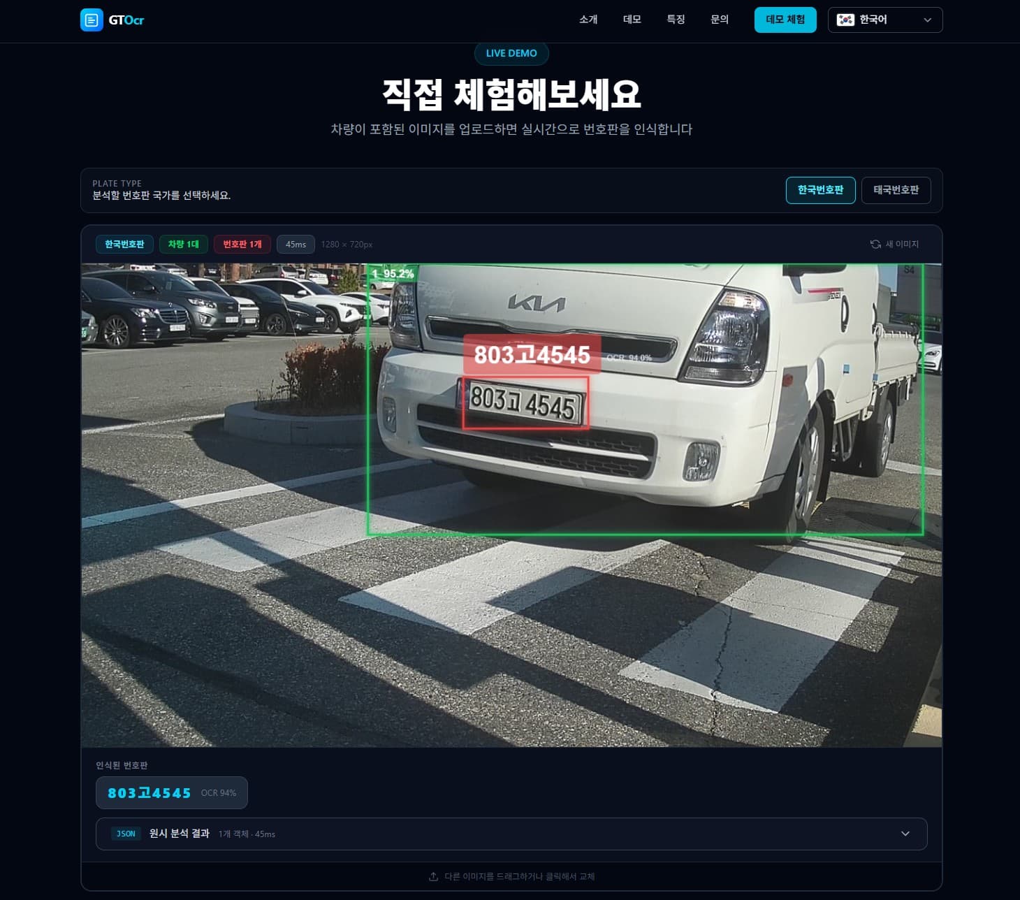 Vehicle and license plate recognition result in the G&G Soft ANPR engine